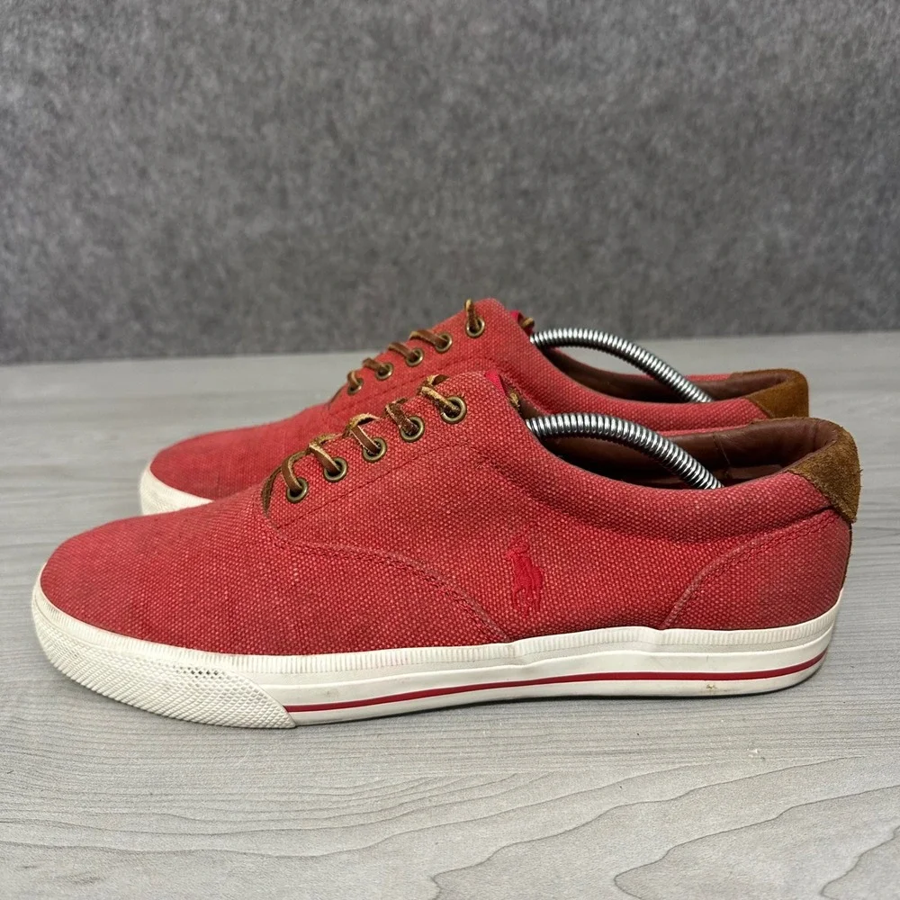 Polo Ralph Lauren Vaughn Sneakers‎ Mens 12 Red Burlap Suede Casual Low Top Shoes